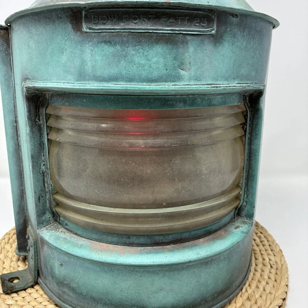 1943 WWII British Navy Ship Lantern Lamp Bow Port Patt 23 Copper Nautical - PAIR